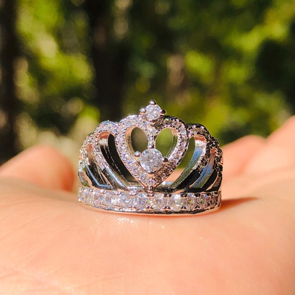 925 Sterling silver white sapphire crown - Picture 3 of 7